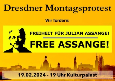 19.02.2024 Dresdner Montagsprotest Freiheit  fr Julian Assange